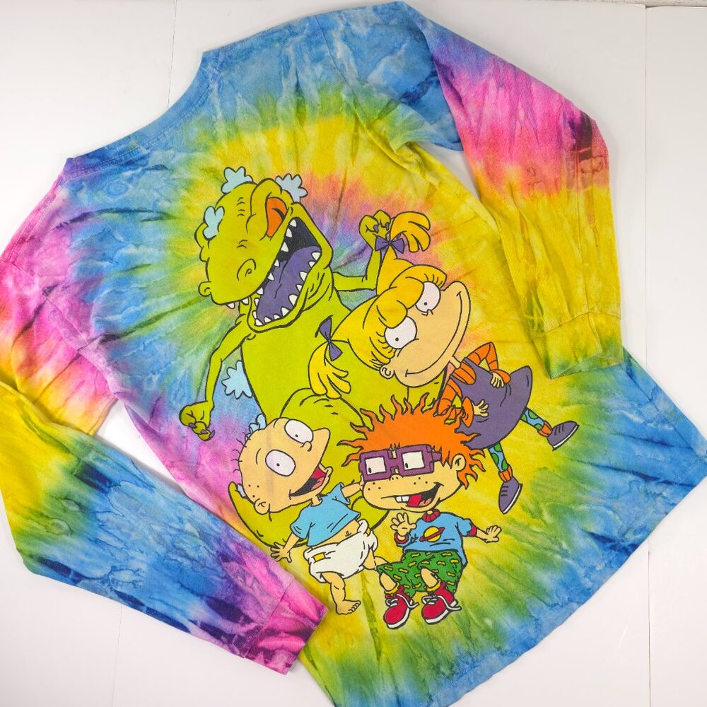 NICKELODEON RUGRATS MULTICOLOR TIE-DYE LONG SLEEVE SHIRT MEN'S SIZE SMALL IN GUC - Picture 2 of 8